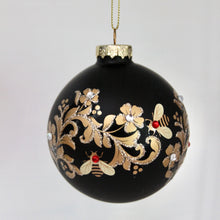 Load image into Gallery viewer, Set of Matt Glass Bauble with Gold Leaves and Bees
