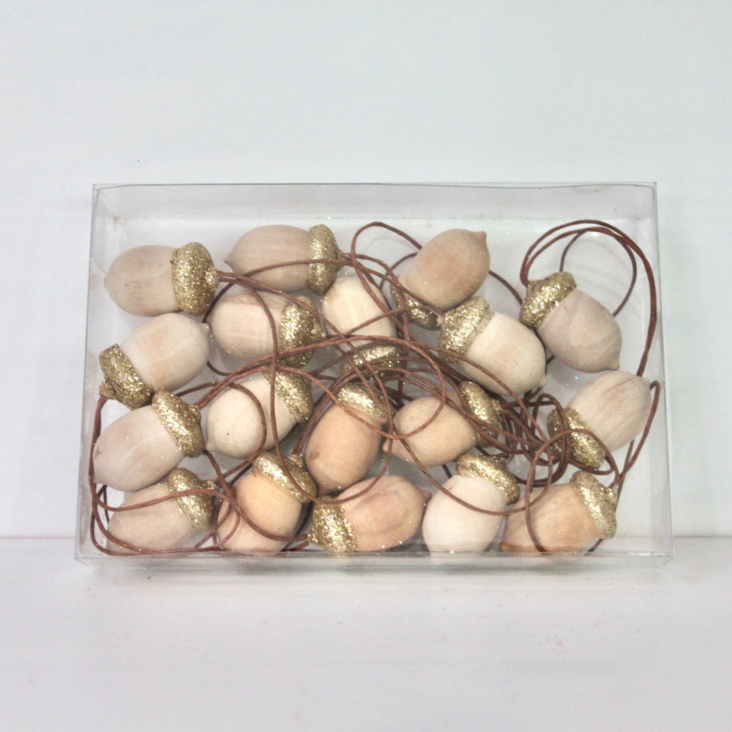 Natural & Gold Glitter Mini Acorn Set