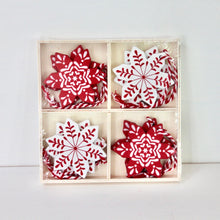 Load image into Gallery viewer, Scandi Red &amp; White Snowflake Decoration Set
