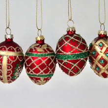 Load image into Gallery viewer, Set of Glass Christmas Egg Decorations
