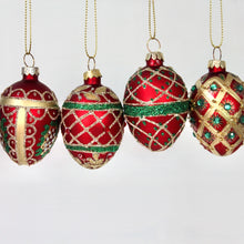 Load image into Gallery viewer, Set of Glass Christmas Egg Decorations
