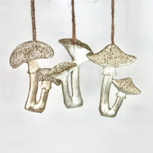 Load image into Gallery viewer, Pale Gold Glitter Toadstool Decorations
