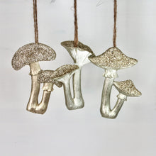 Load image into Gallery viewer, Pale Gold Glitter Toadstool Decorations
