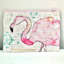 Load image into Gallery viewer, Flamingo Design Vintage Style Cosmetic Bag
